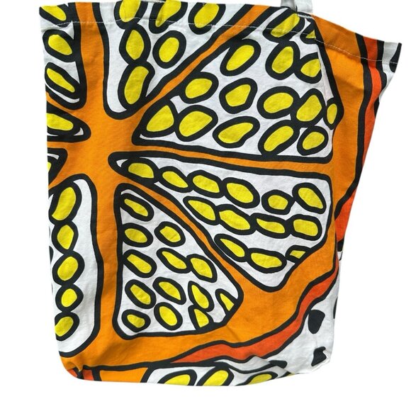 IKEA Treblad Canvas Tote Bag Orange Citrus Yellow Black White Boho Hippie Style - Picture 3 of 11